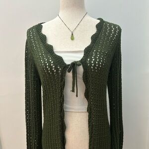 Green Knit Cardigan Sweater